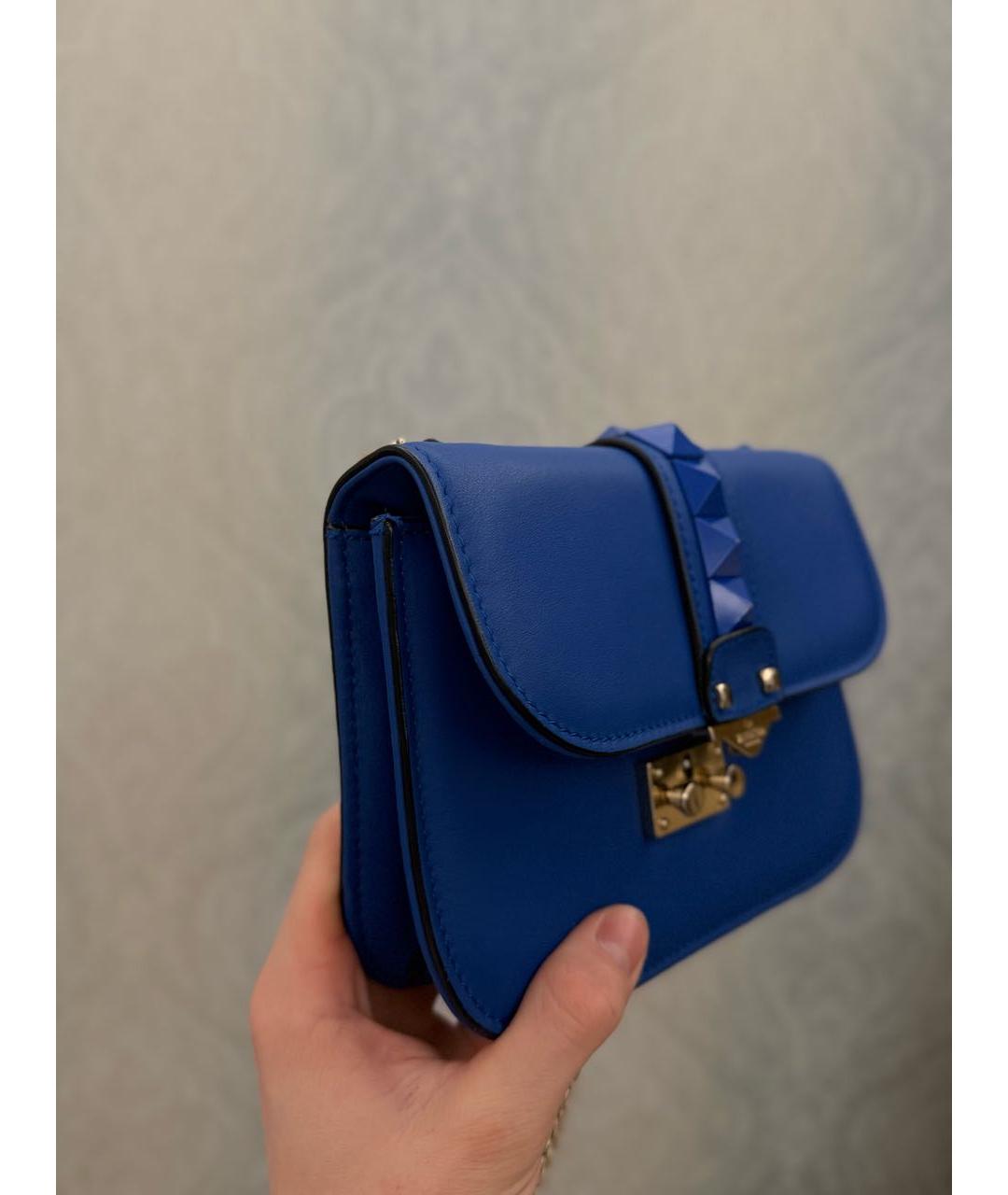 VALENTINO Синяя кожаная сумка через плечо, фото 2