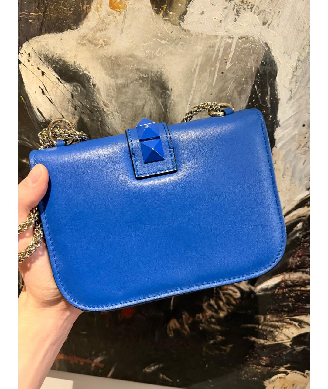 VALENTINO Синяя кожаная сумка через плечо, фото 3