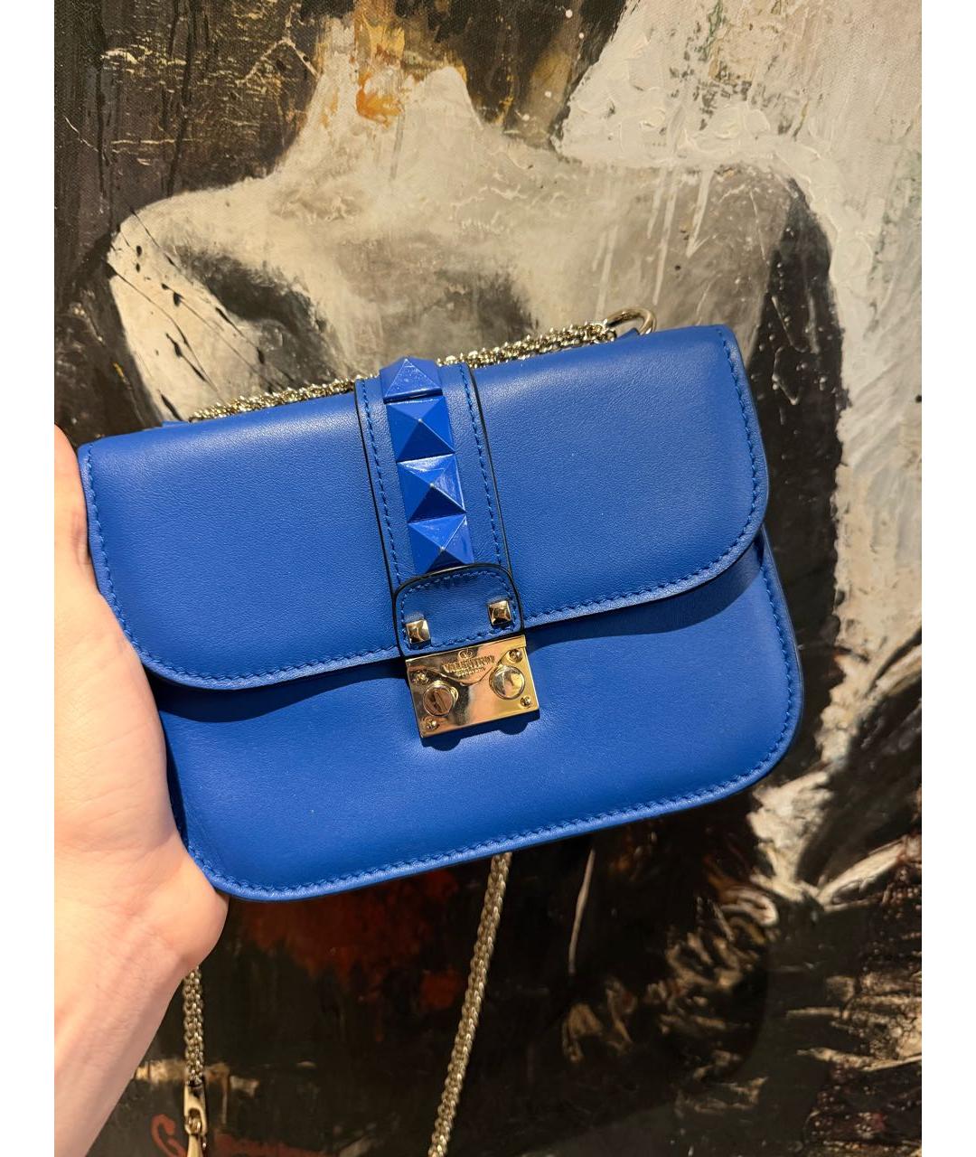 VALENTINO Синяя кожаная сумка через плечо, фото 5
