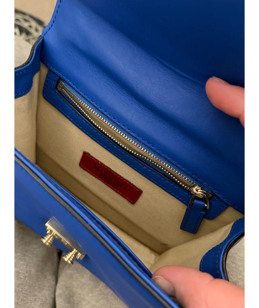 VALENTINO Синяя кожаная сумка через плечо, фото 4