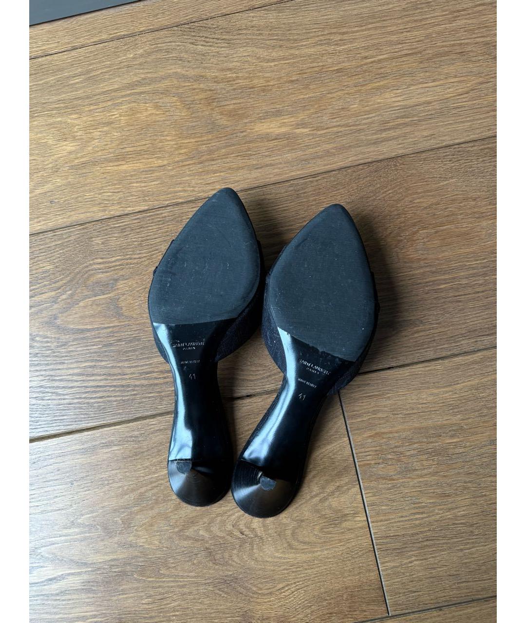 SAINT LAURENT Черные кожаные мюли, фото 3