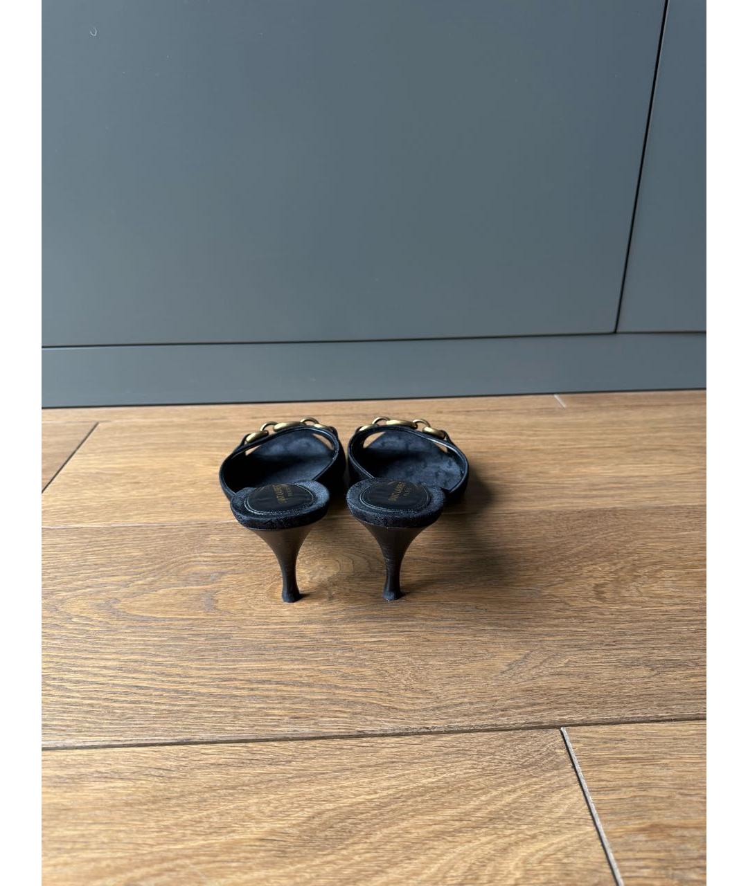 SAINT LAURENT Черные кожаные мюли, фото 4