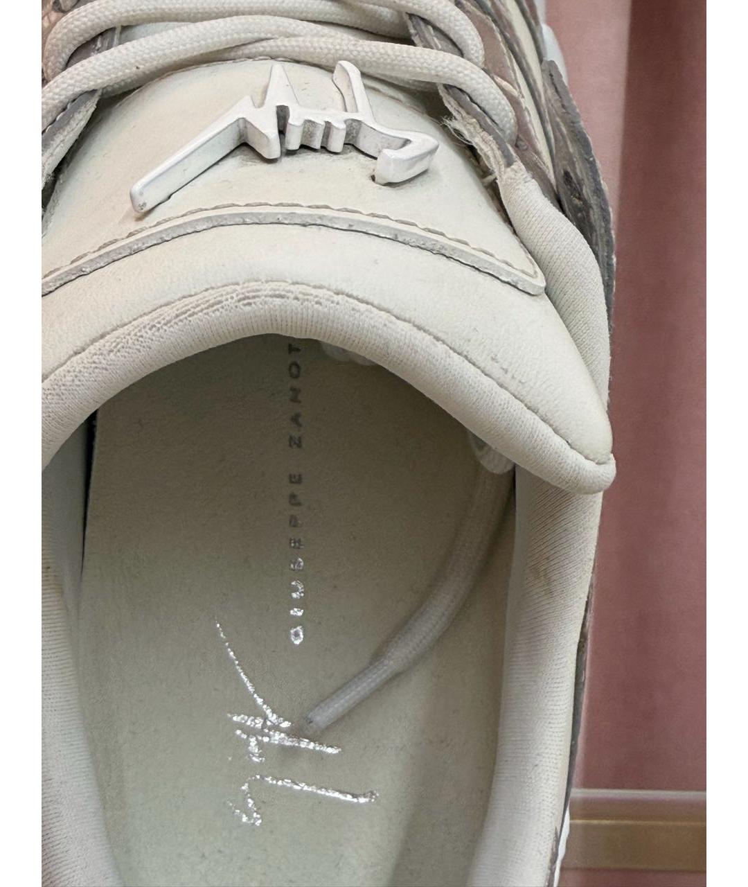 GIUSEPPE ZANOTTI DESIGN Серебряные кожаные кроссовки, фото 3