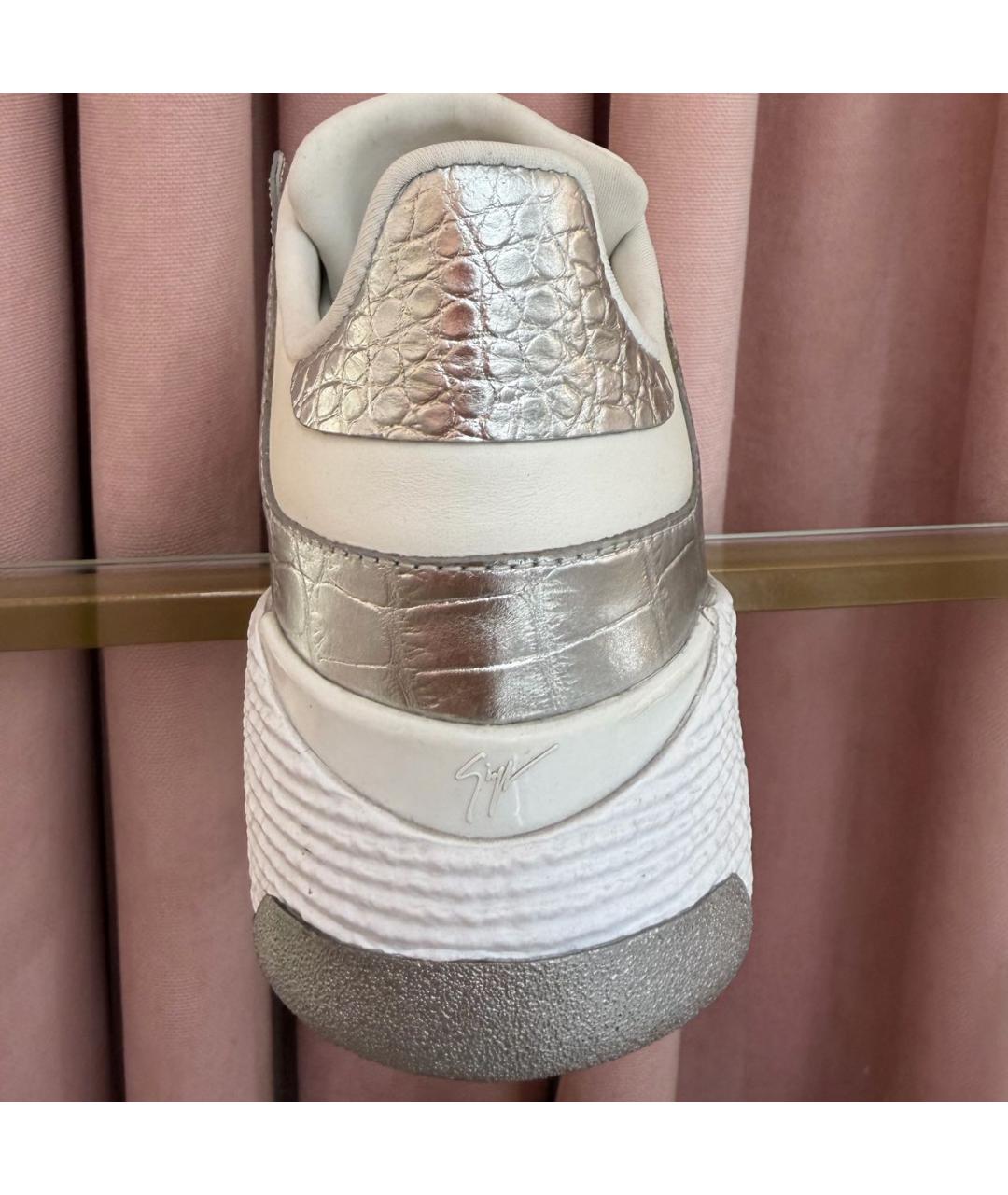 GIUSEPPE ZANOTTI DESIGN Серебряные кожаные кроссовки, фото 4