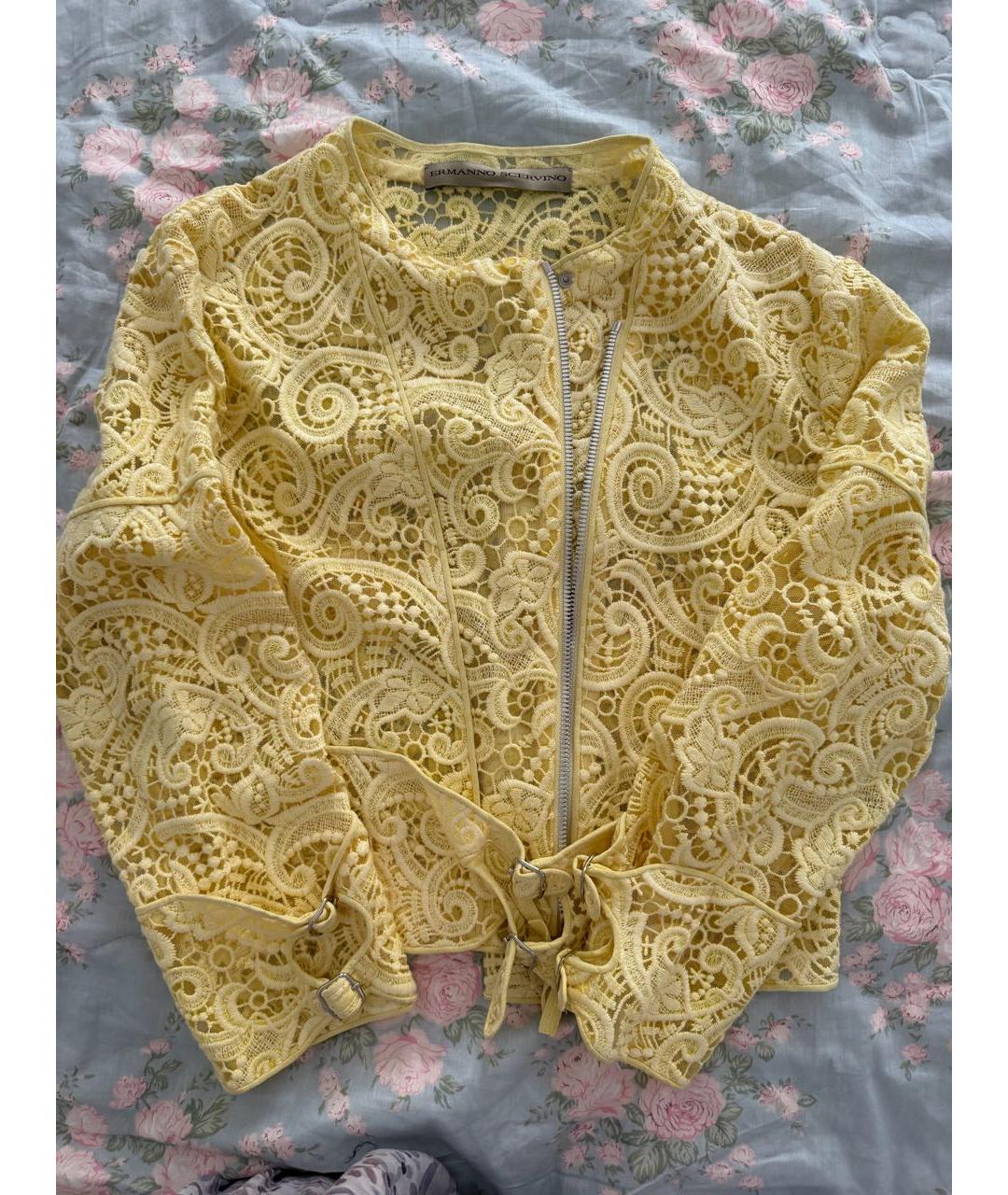 ERMANNO SCERVINO Желтая кружевная куртка, фото 6