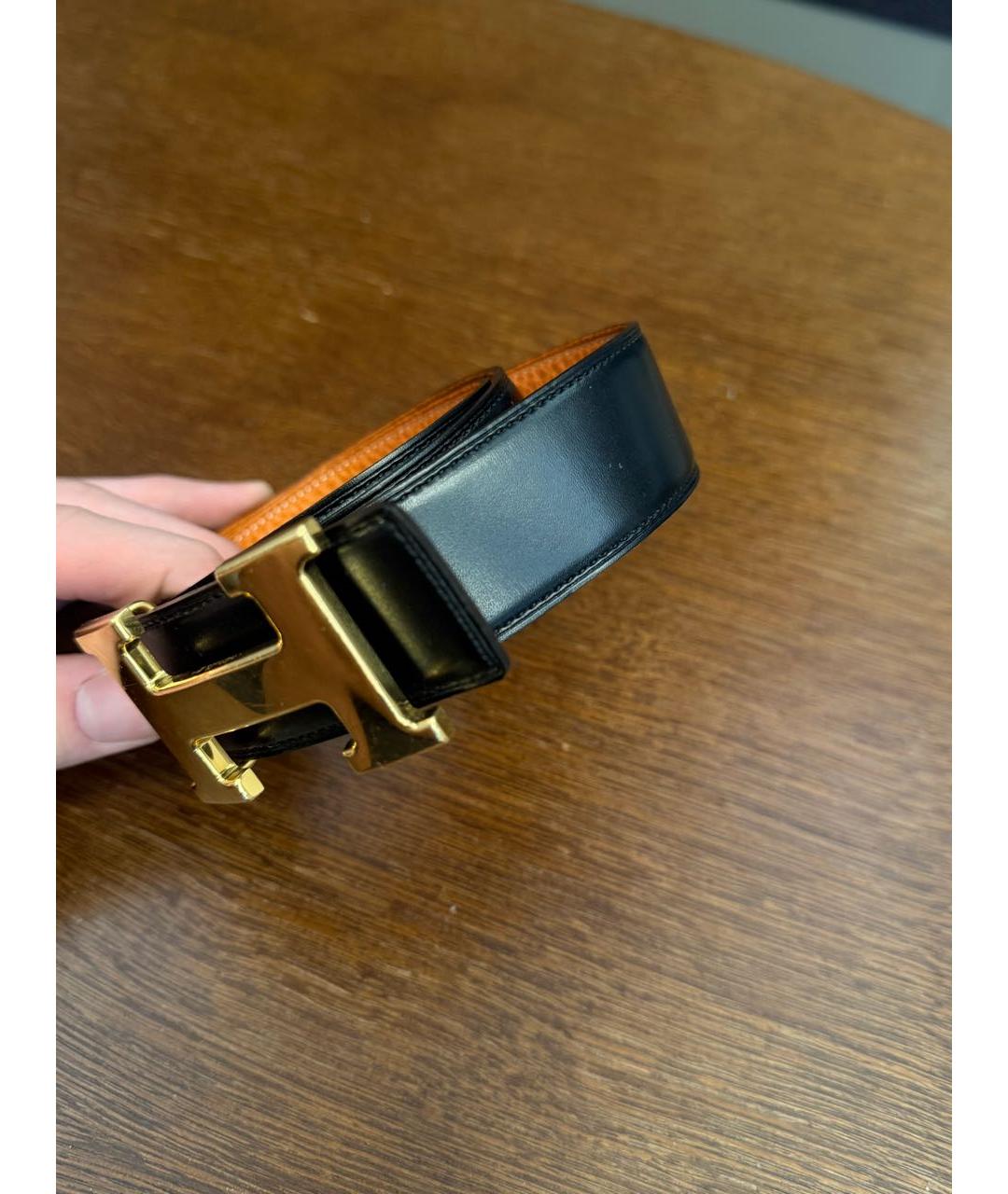 HERMES Черный кожаный ремень, фото 2