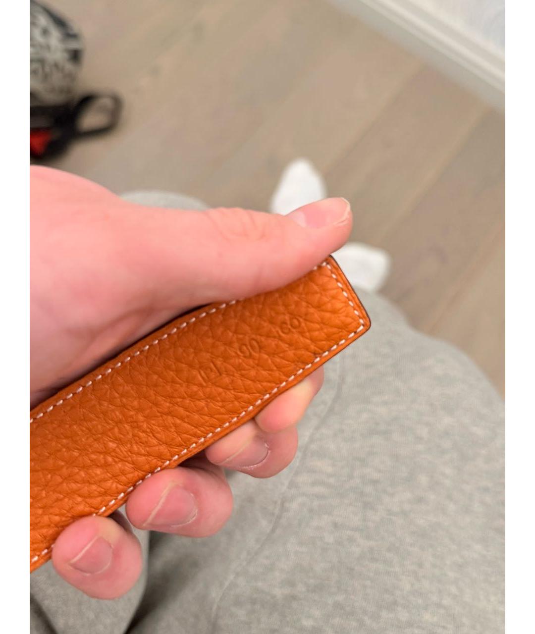 HERMES Черный кожаный ремень, фото 3