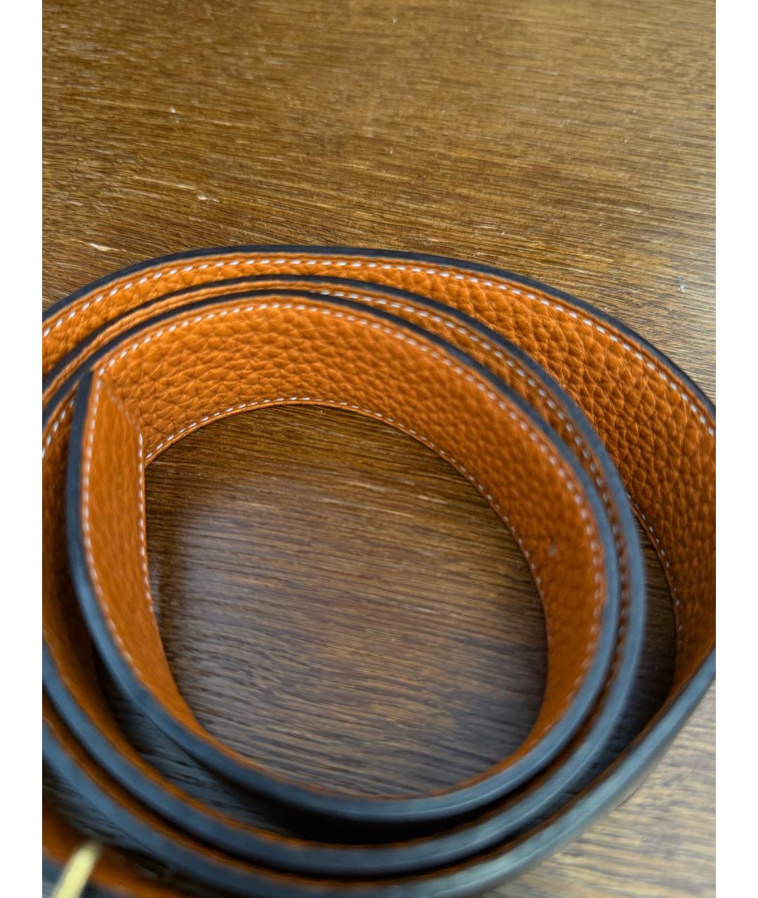 HERMES Черный кожаный ремень, фото 4