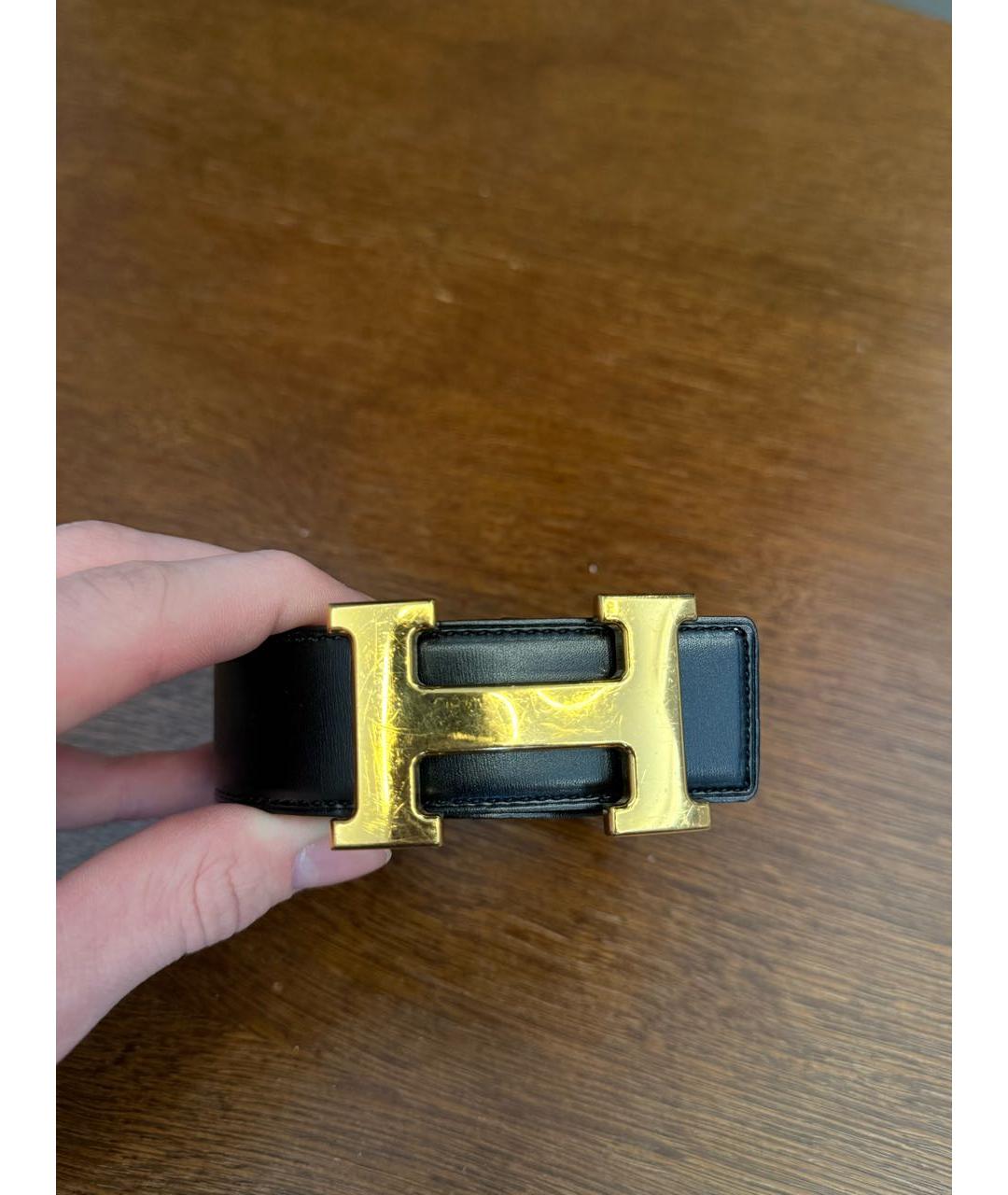HERMES Черный кожаный ремень, фото 5