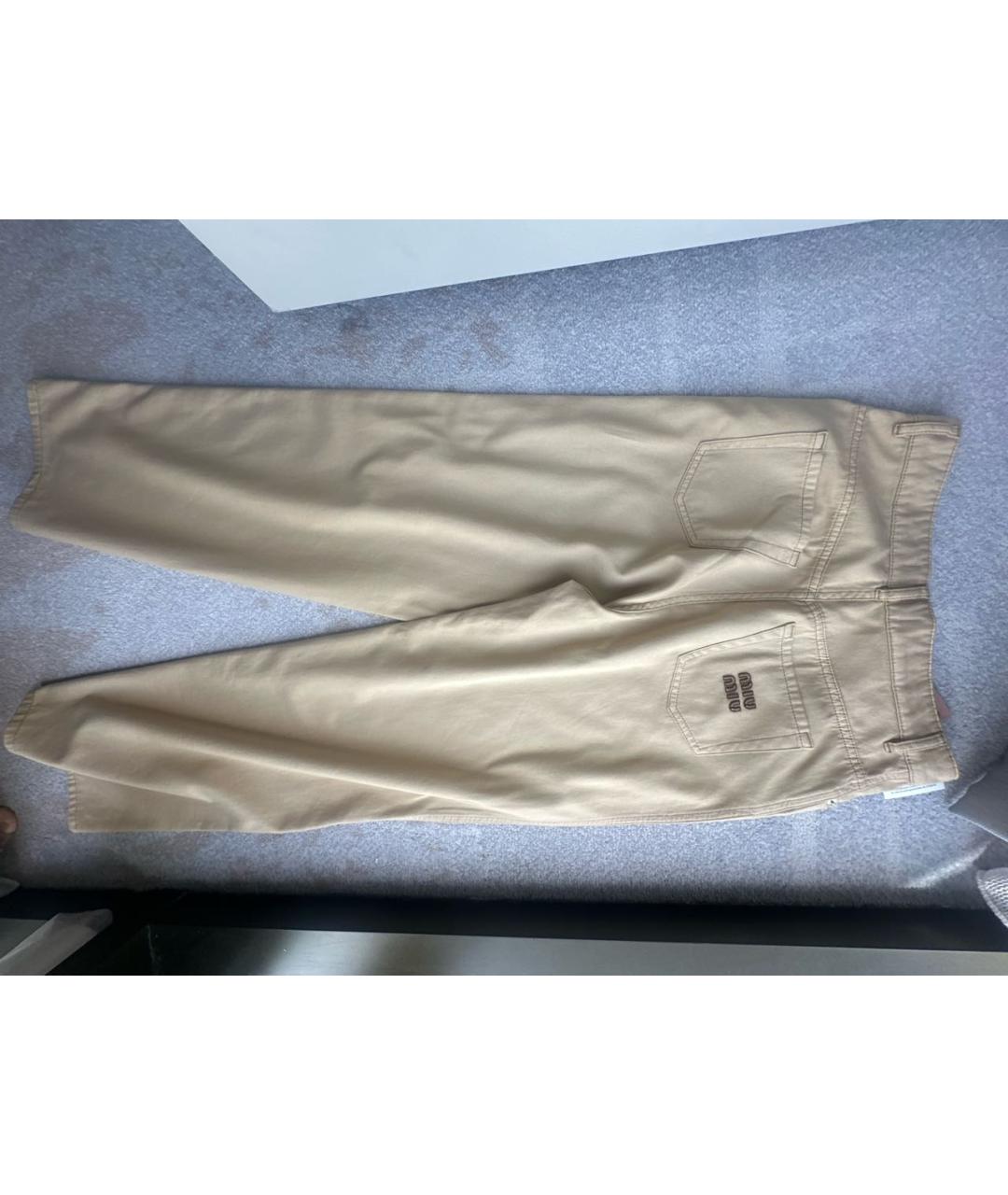 MIU MIU Бежевые хлопковые прямые джинсы, фото 2