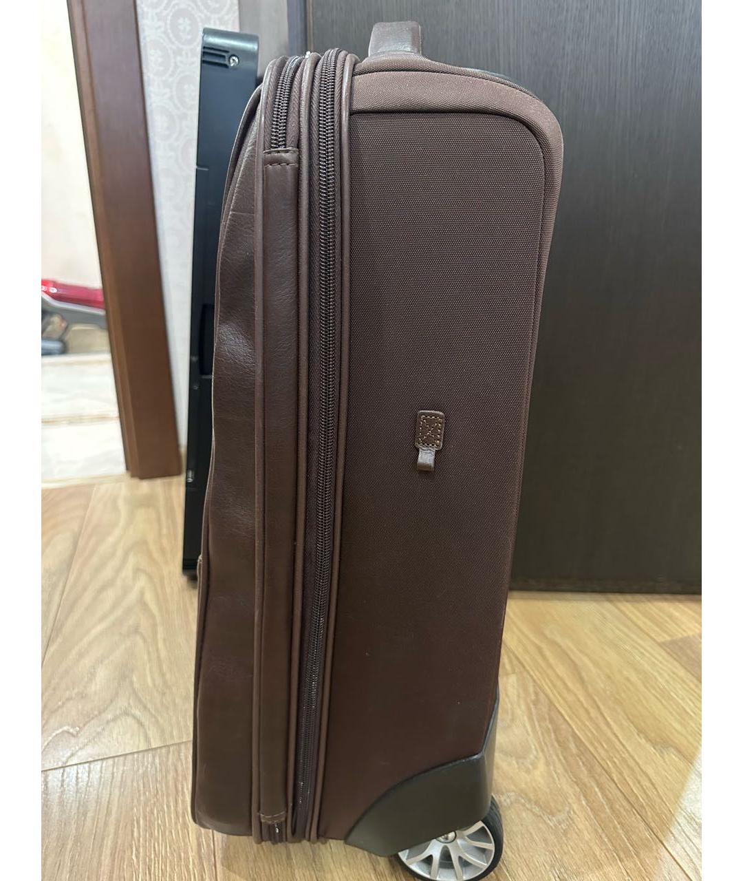 PIQUADRO Коричневый кожаный чемодан, фото 3