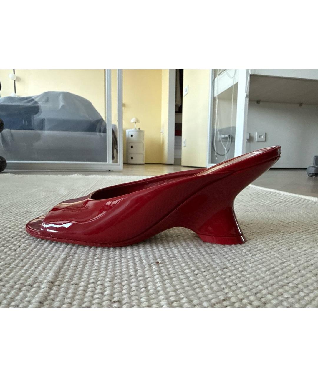 DRIES VAN NOTEN Красные кожаные мюли, фото 8