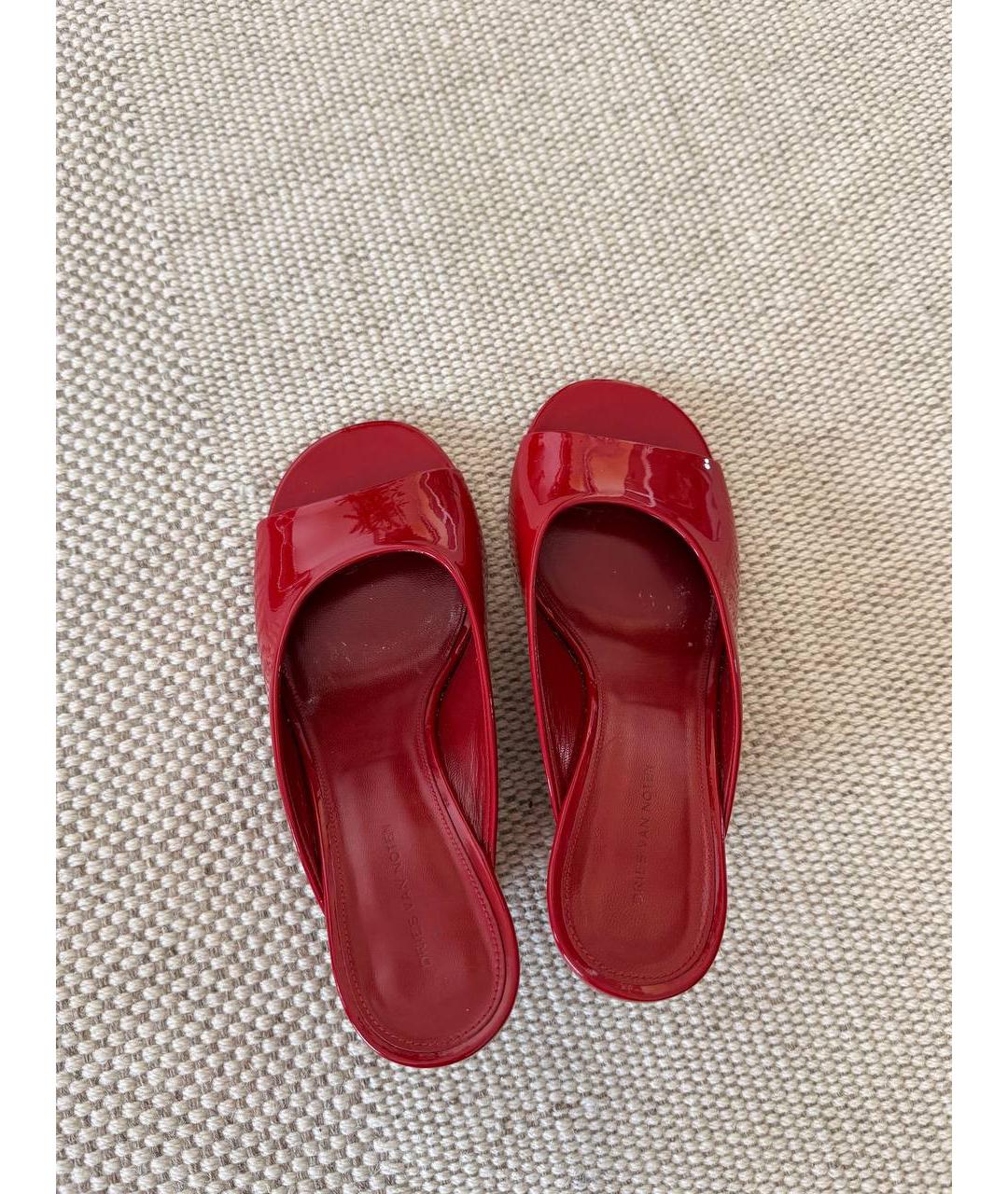 DRIES VAN NOTEN Красные кожаные мюли, фото 3