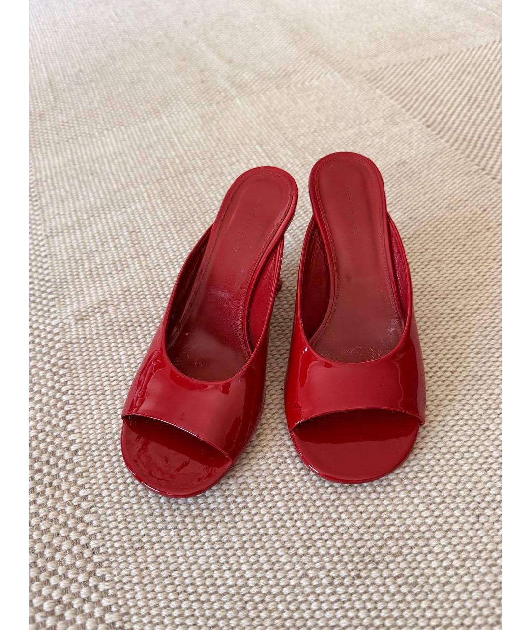 DRIES VAN NOTEN Красные кожаные мюли, фото 6