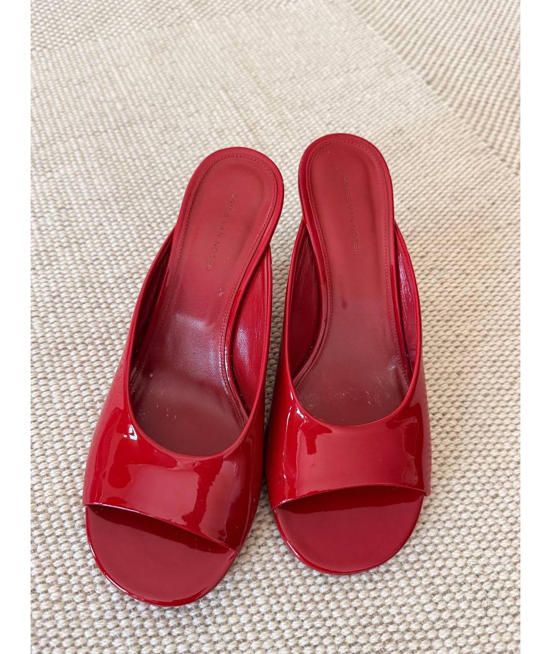 DRIES VAN NOTEN Красные кожаные мюли, фото 2