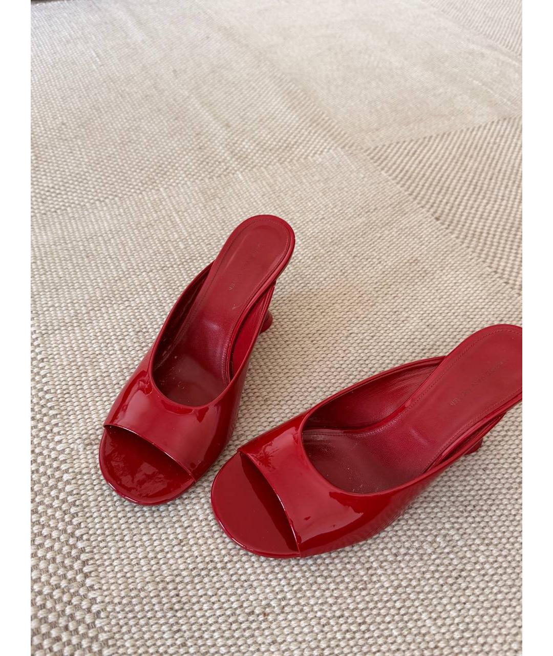 DRIES VAN NOTEN Красные кожаные мюли, фото 7