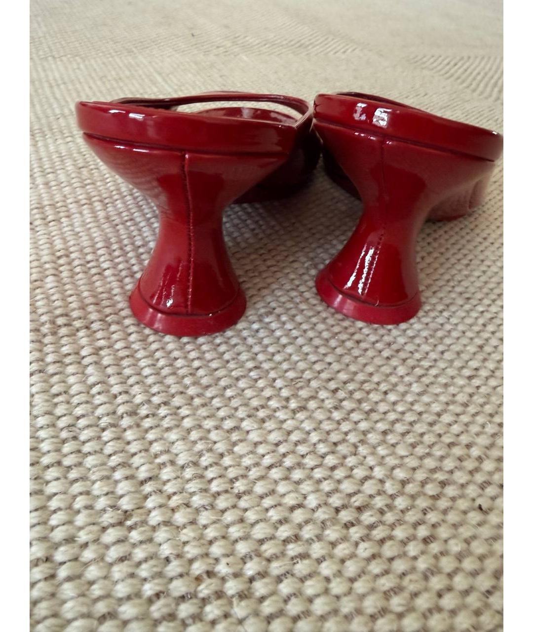 DRIES VAN NOTEN Красные кожаные мюли, фото 4
