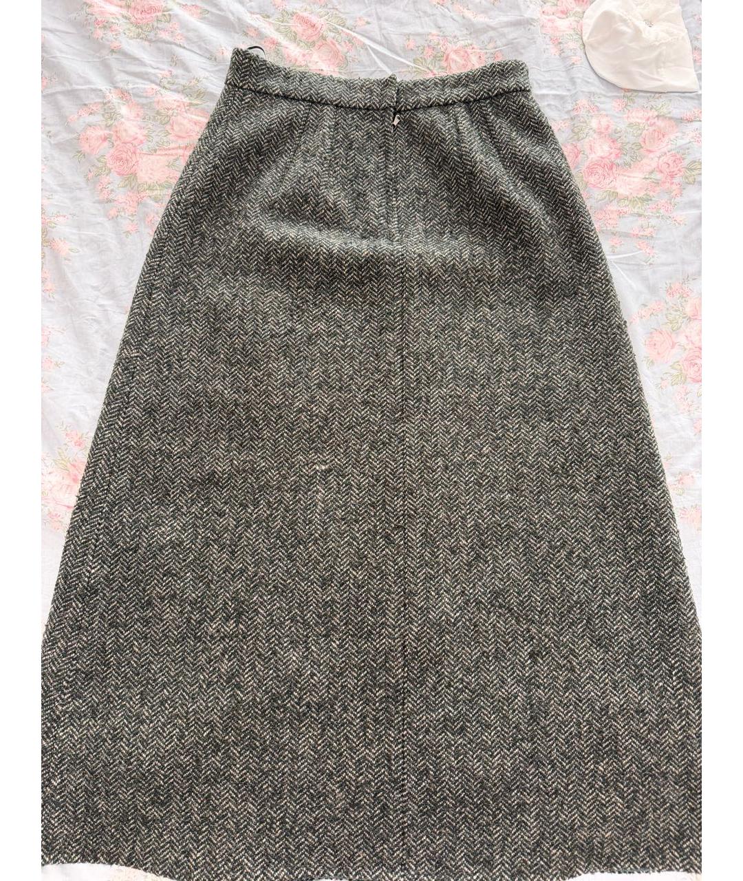 DOLCE&GABBANA Зеленая шерстяная юбка макси, фото 2