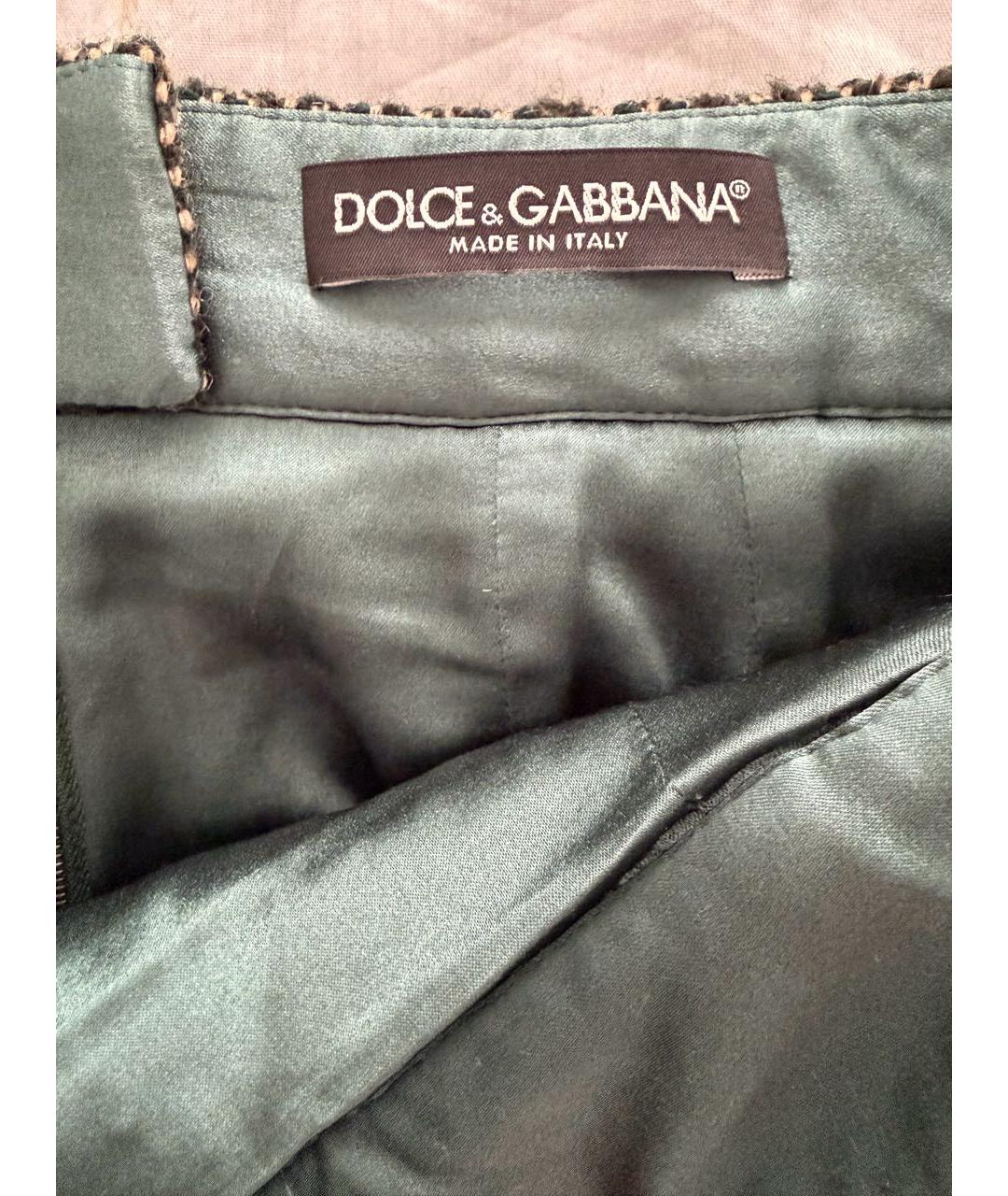 DOLCE&GABBANA Зеленая шерстяная юбка макси, фото 3