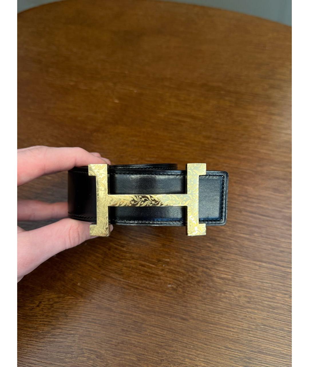 HERMES Черный кожаный ремень, фото 5