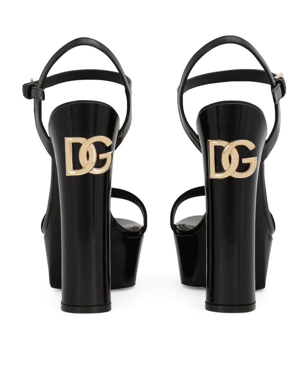DOLCE&GABBANA Черные босоножки из лакированной кожи, фото 2