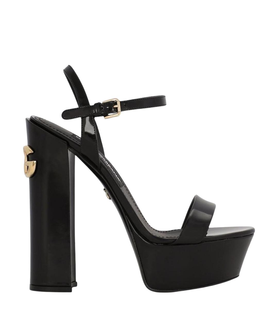 DOLCE&GABBANA Черные босоножки из лакированной кожи, фото 1