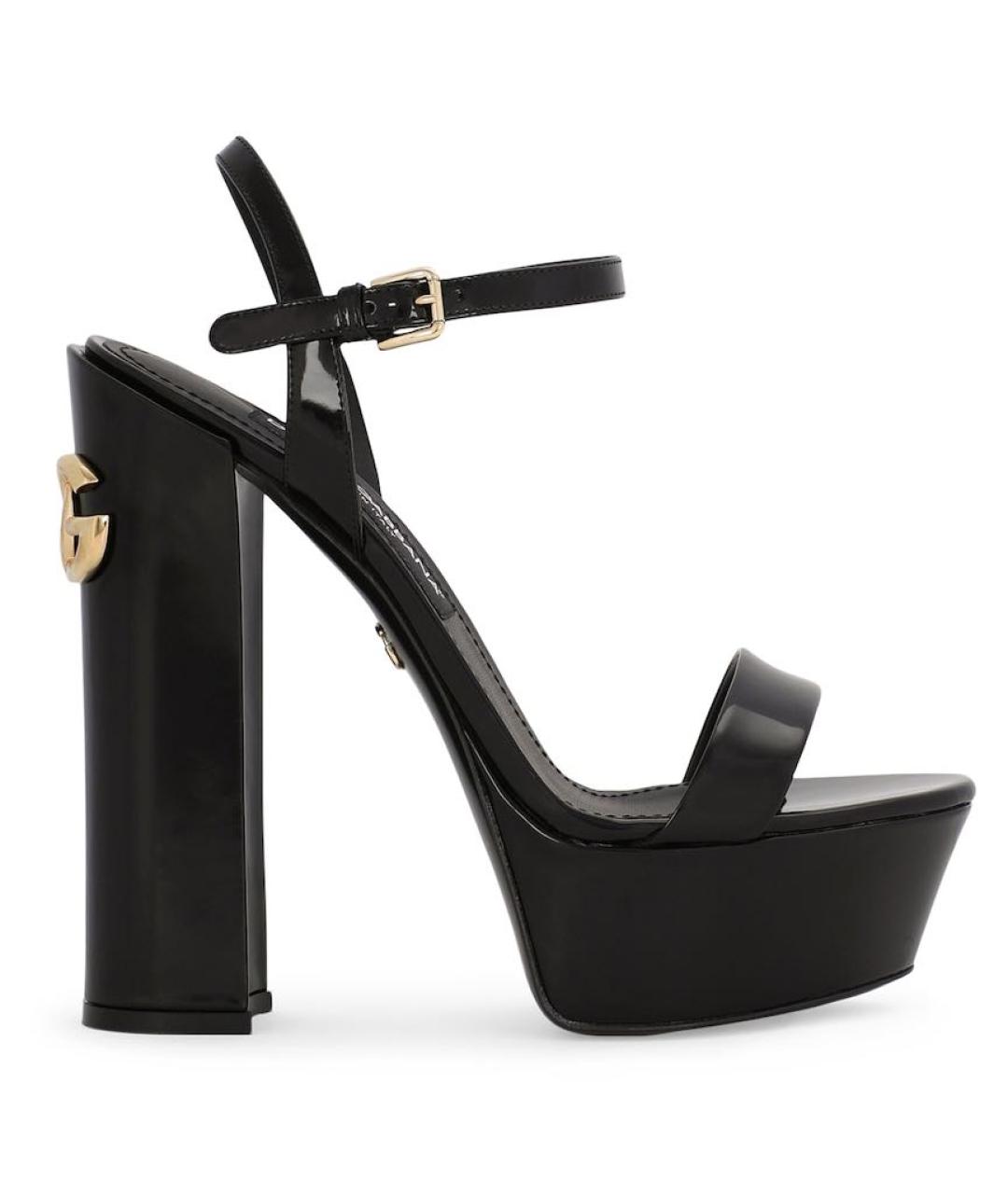DOLCE&GABBANA Черные босоножки из лакированной кожи, фото 4