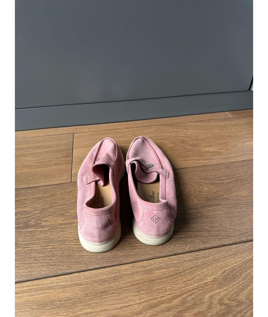 LORO PIANA Розовые замшевые мокасины, фото 4