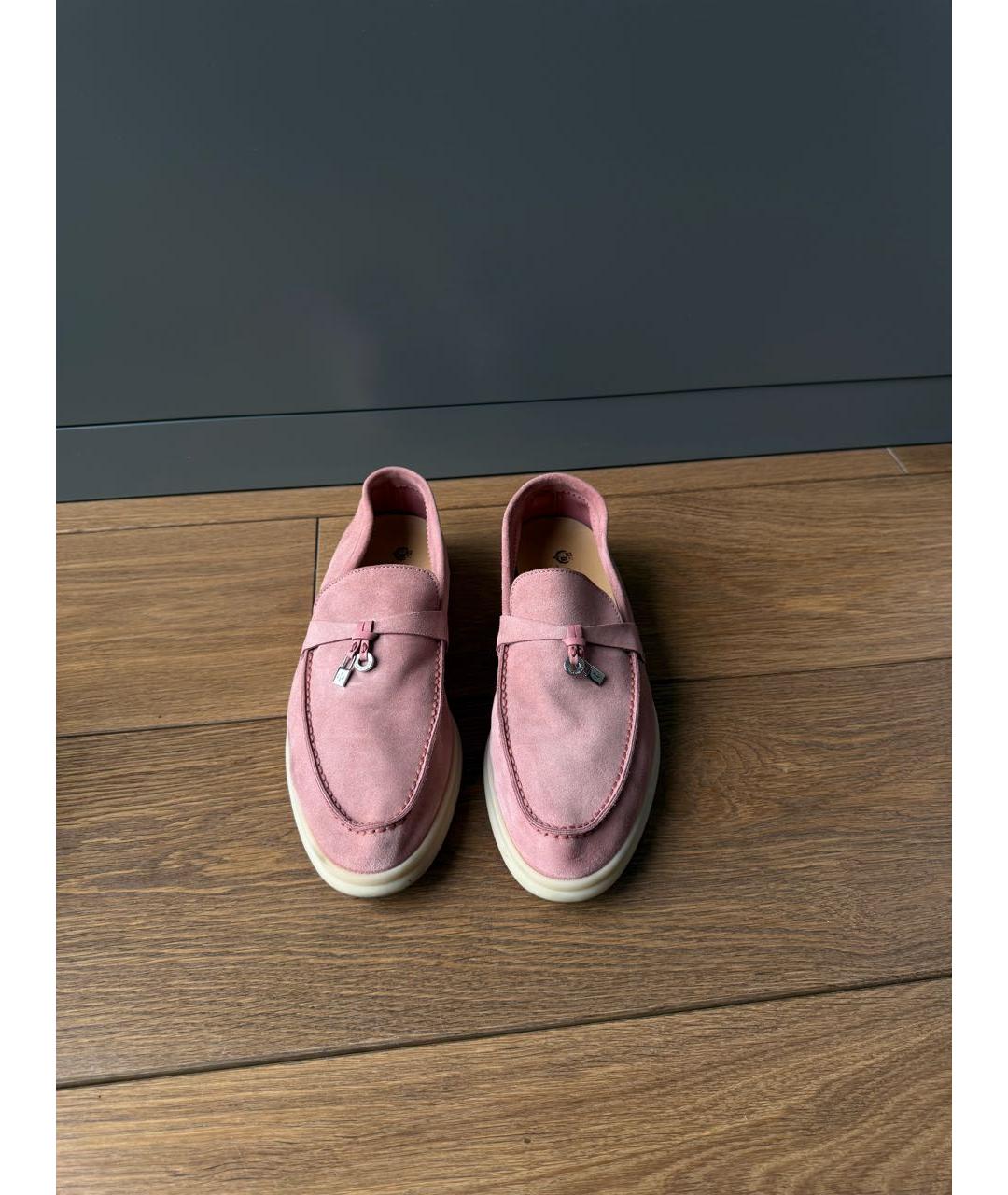 LORO PIANA Розовые замшевые мокасины, фото 2