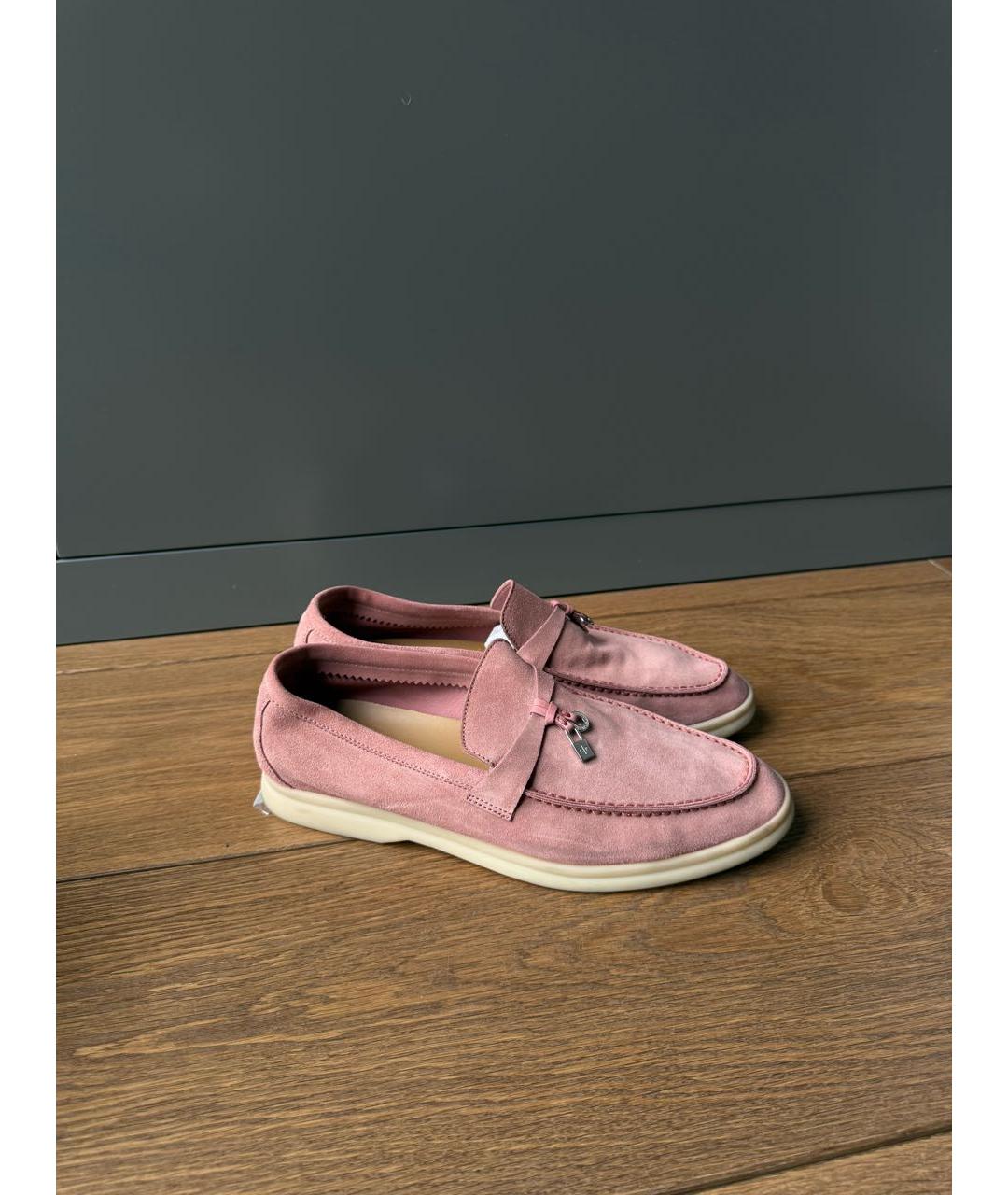 LORO PIANA Розовые замшевые мокасины, фото 5
