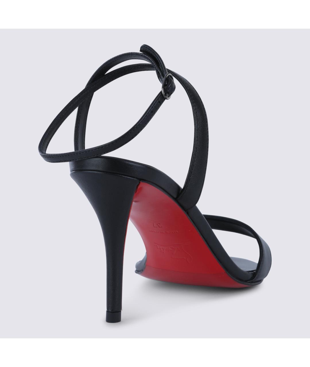 CHRISTIAN LOUBOUTIN Черные кожаные босоножки, фото 3