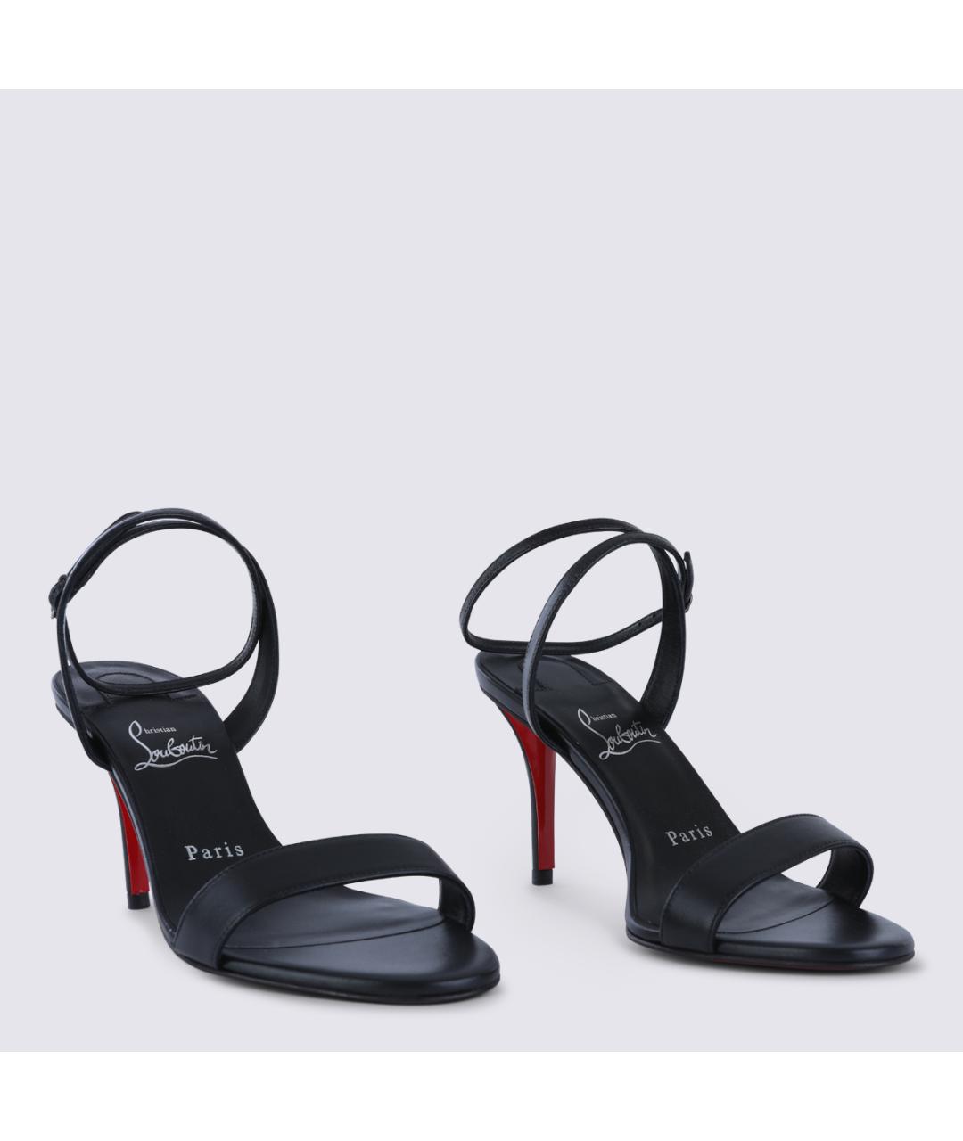 CHRISTIAN LOUBOUTIN Черные кожаные босоножки, фото 2