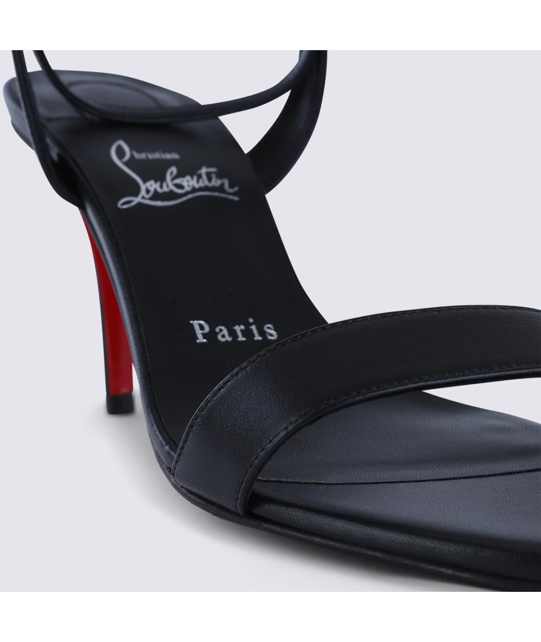 CHRISTIAN LOUBOUTIN Черные кожаные босоножки, фото 4