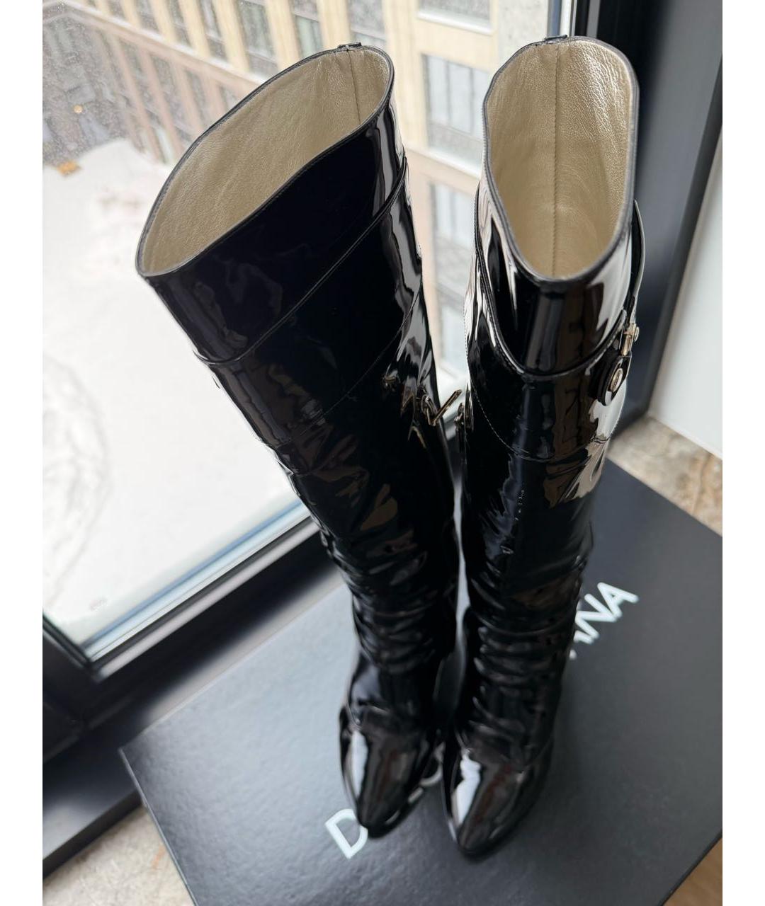 DOLCE&GABBANA Черные сапоги из лакированной кожи, фото 5