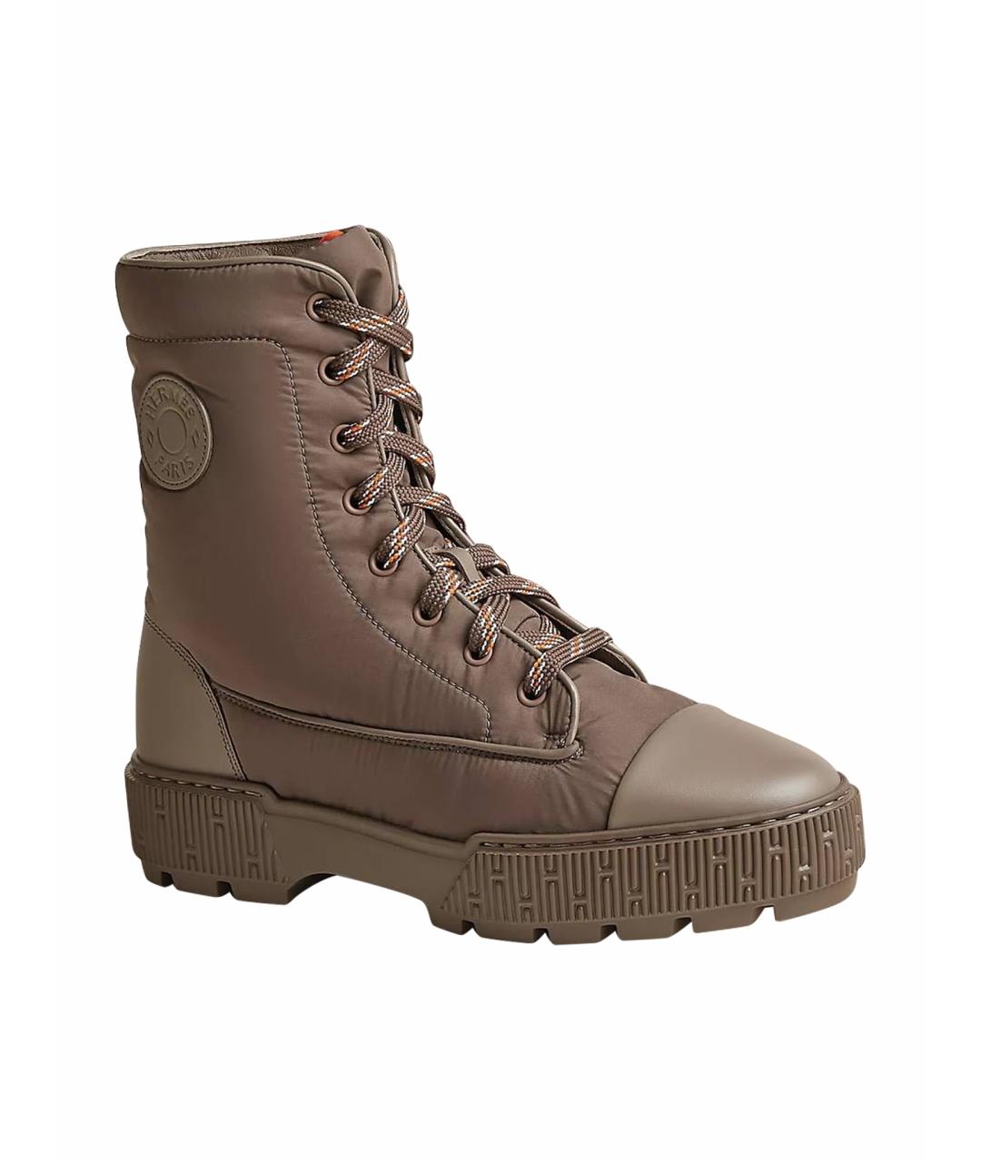 HERMES Бежевые текстильные ботинки, фото 1