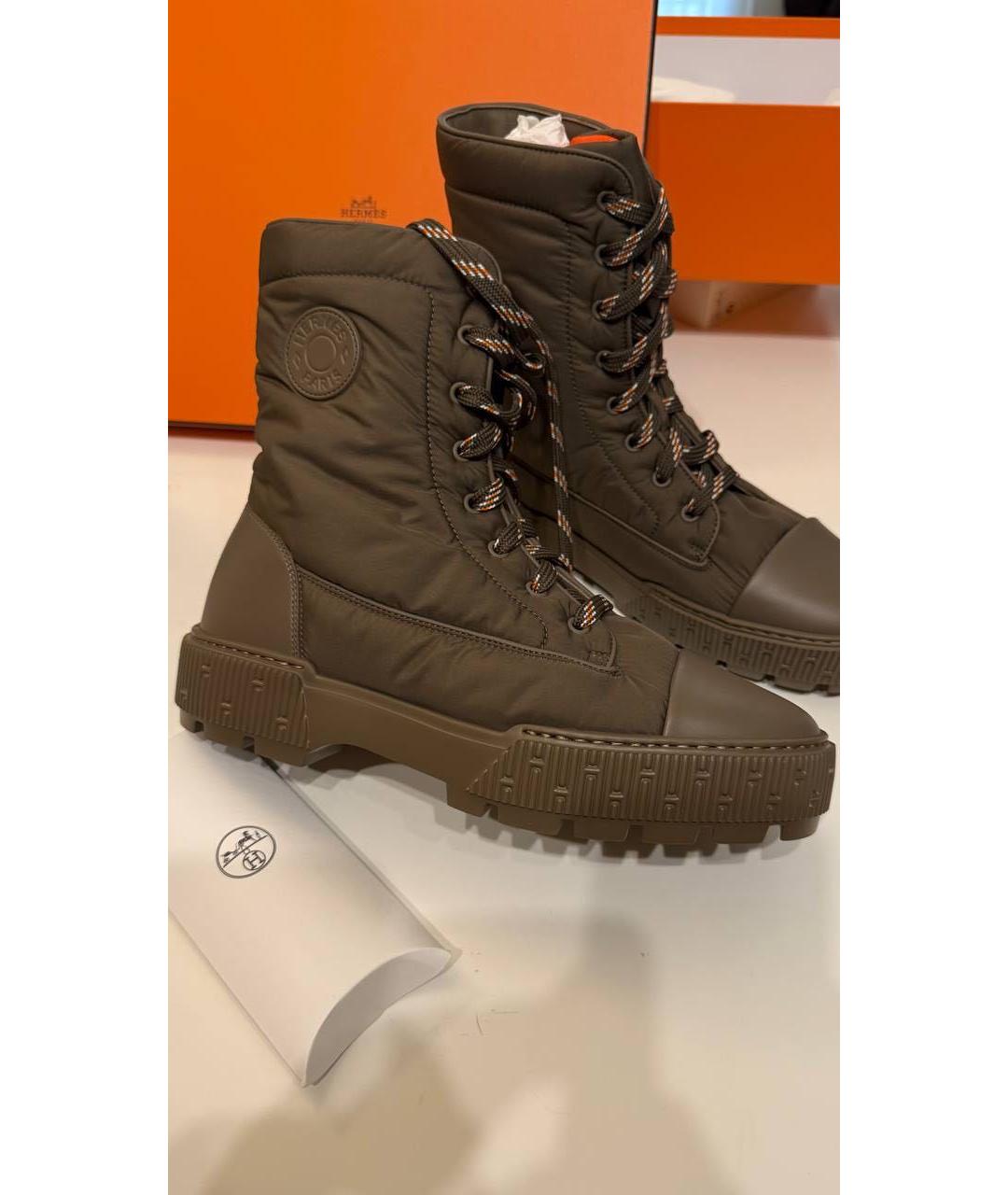 HERMES Бежевые текстильные ботинки, фото 2