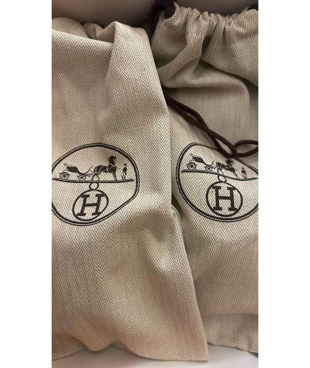 HERMES Бежевые текстильные ботинки, фото 4