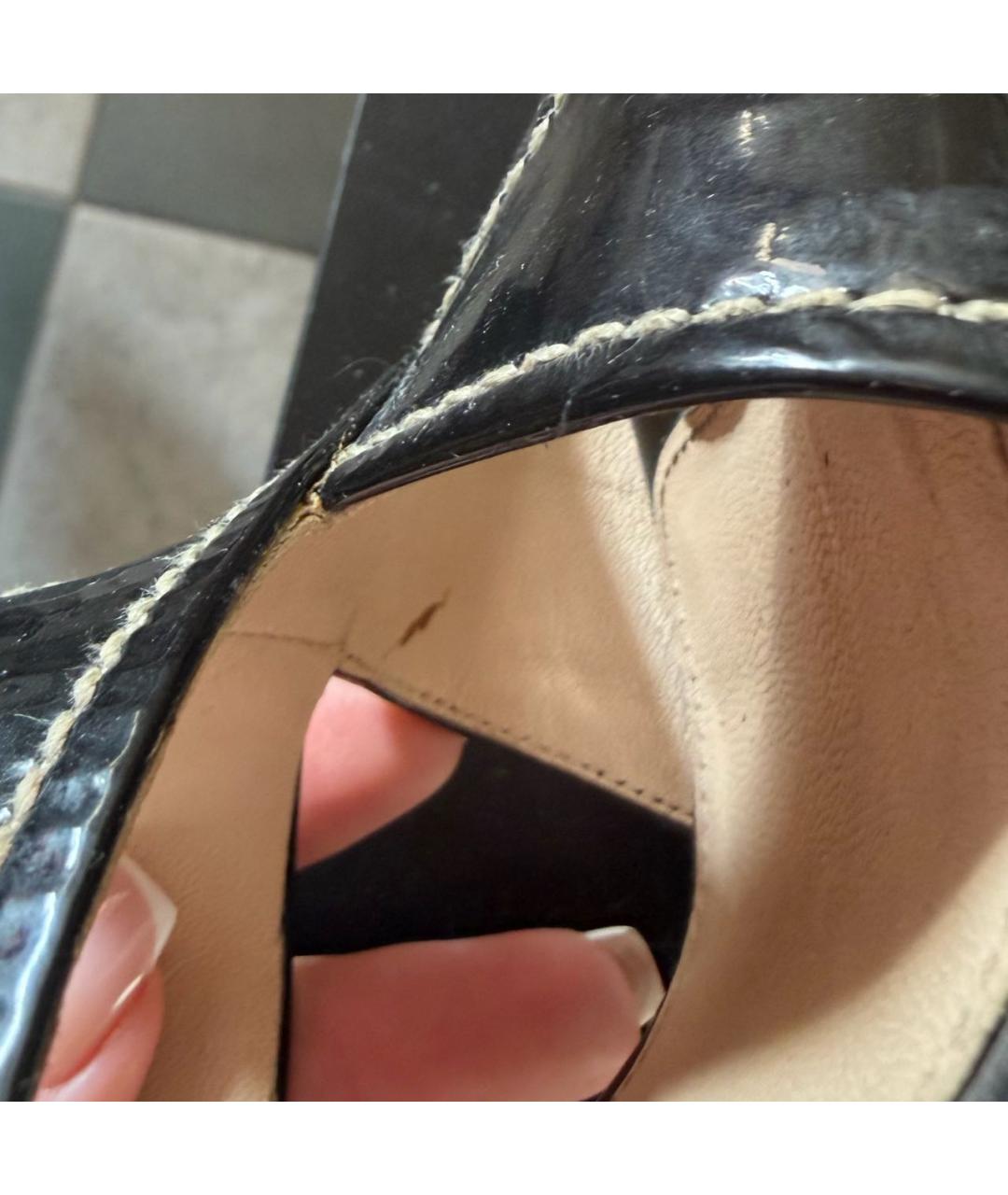 PRADA Черные эспадрильи из лакированной кожи, фото 6
