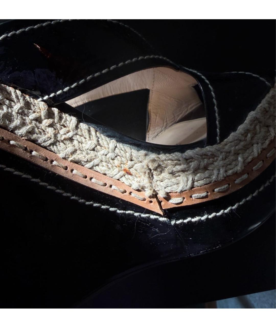 PRADA Черные эспадрильи из лакированной кожи, фото 8