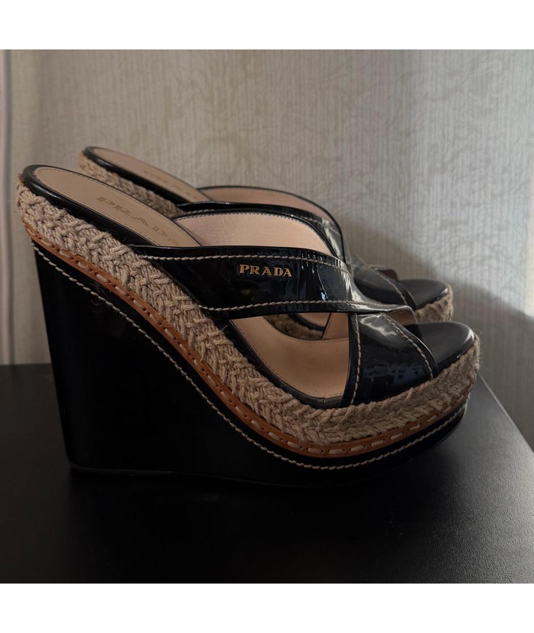 PRADA Черные эспадрильи из лакированной кожи, фото 9