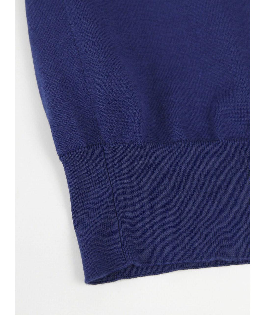 BRUNELLO CUCINELLI Синее хлопковое поло с коротким рукавом, фото 7