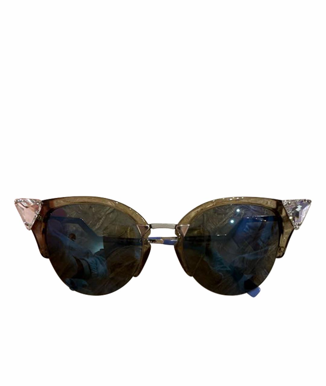 FENDI Голубые пластиковые солнцезащитные очки, фото 1