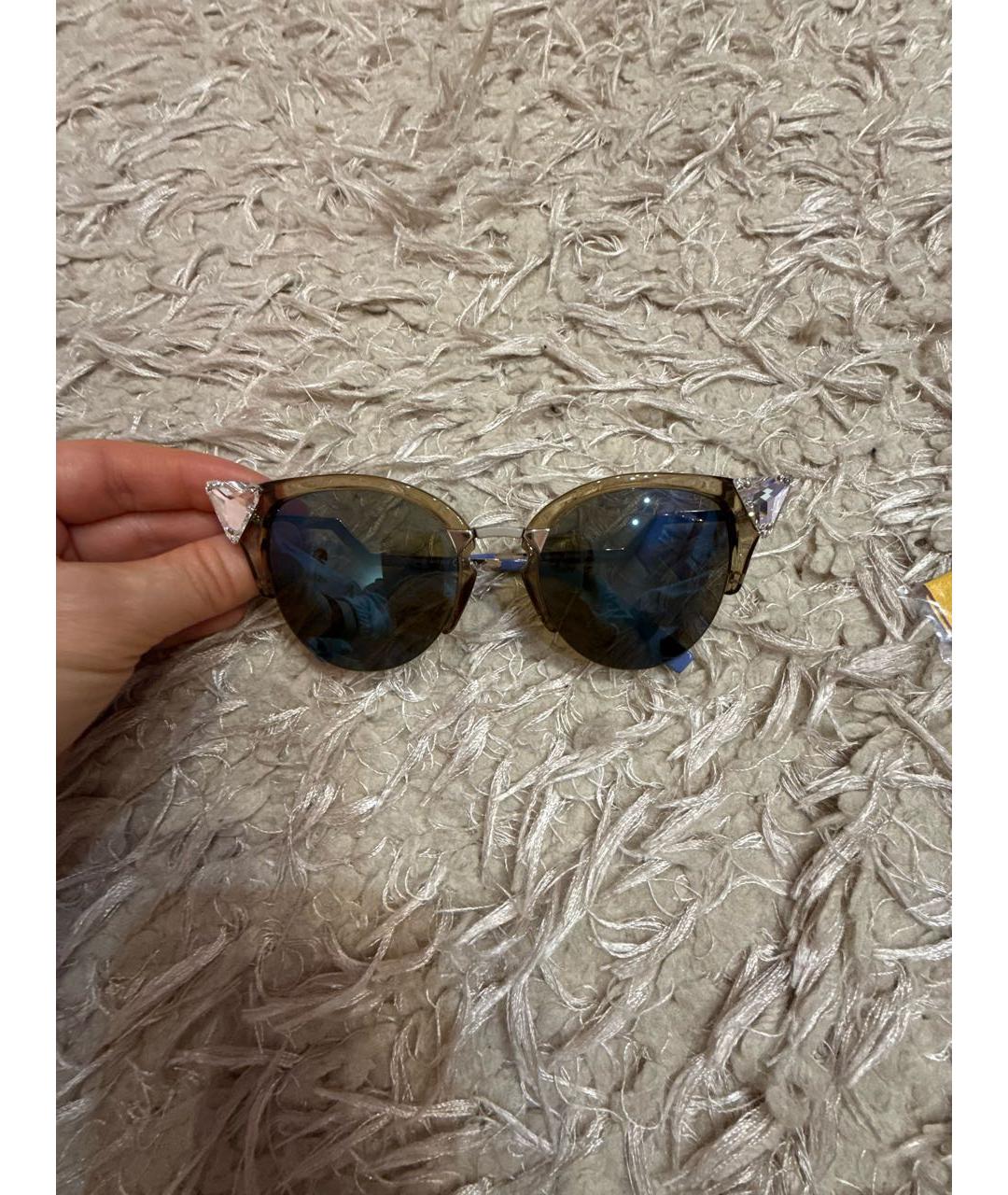 FENDI Голубые пластиковые солнцезащитные очки, фото 5