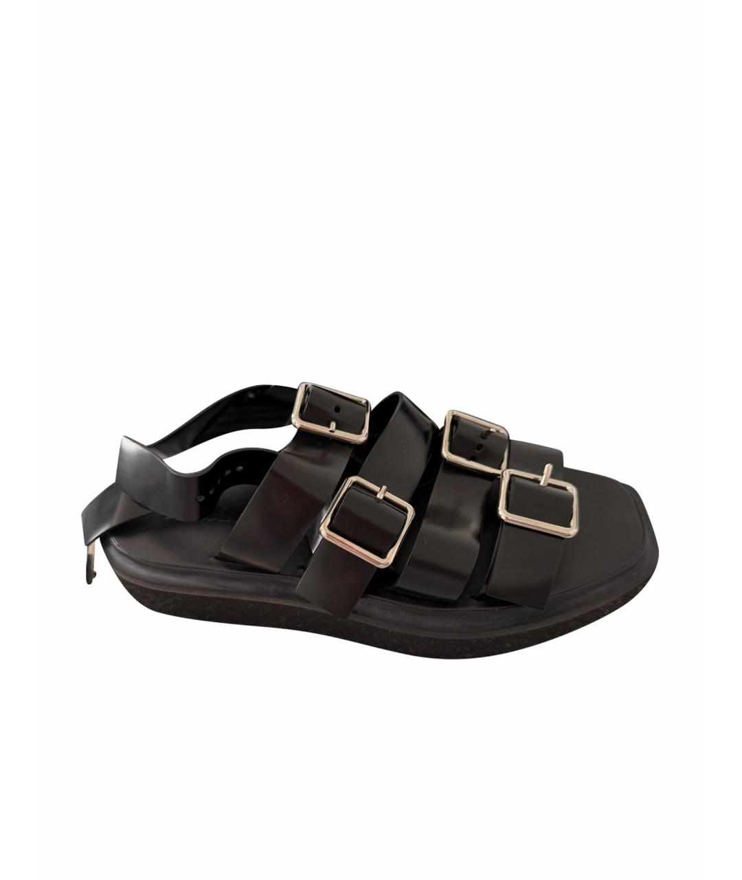 JIL SANDER Черные кожаные сандалии, фото 1