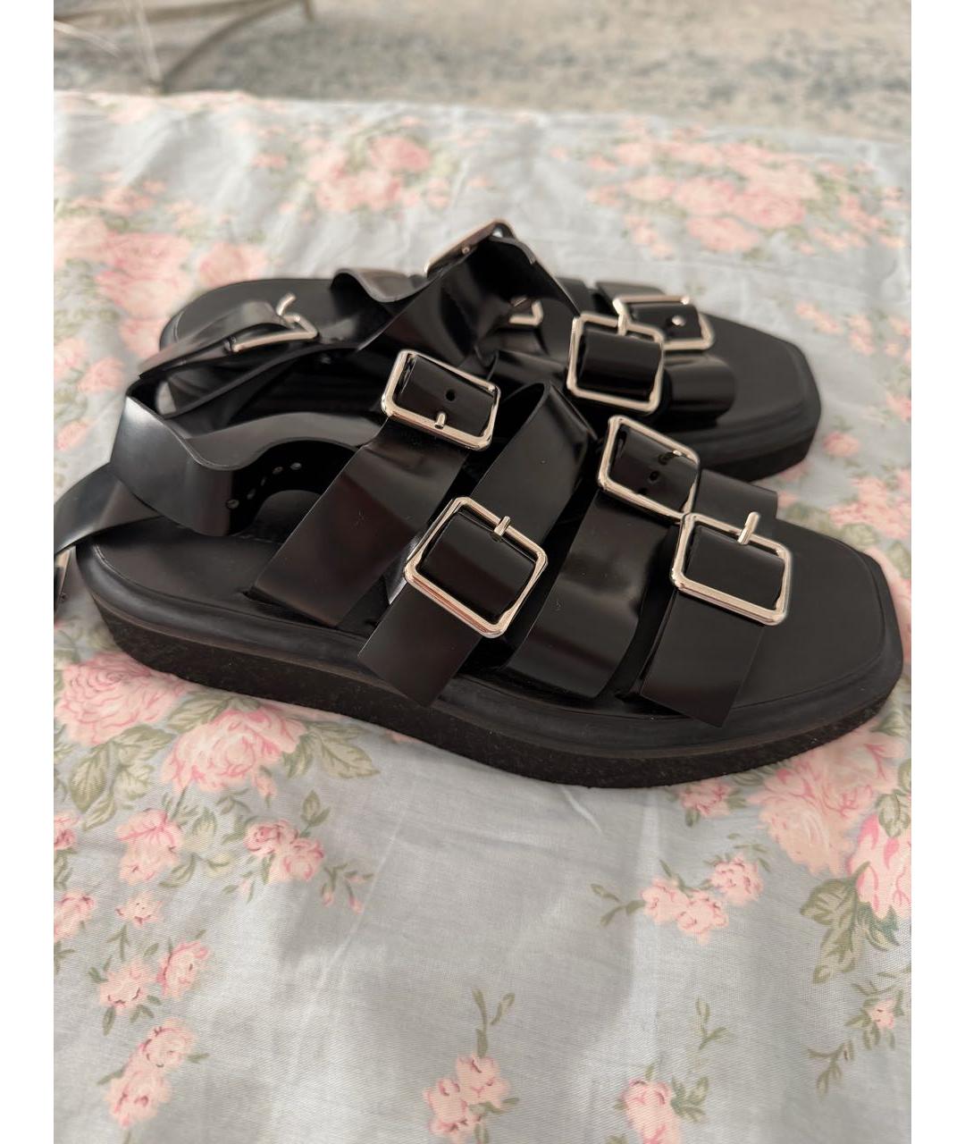 JIL SANDER Черные кожаные сандалии, фото 5