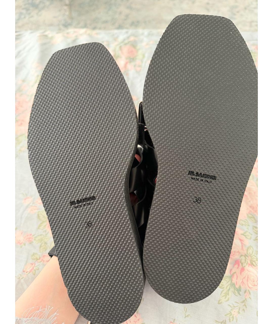 JIL SANDER Черные кожаные сандалии, фото 4