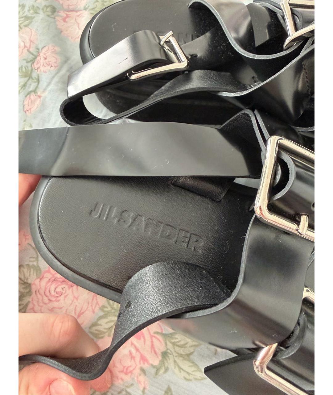 JIL SANDER Черные кожаные сандалии, фото 3