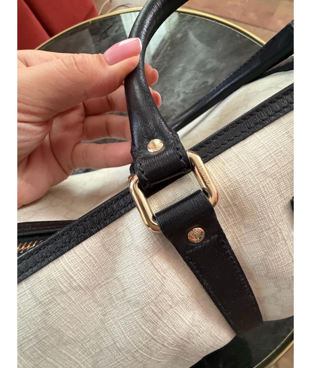 GUCCI Белая кожаная сумка с короткими ручками, фото 7