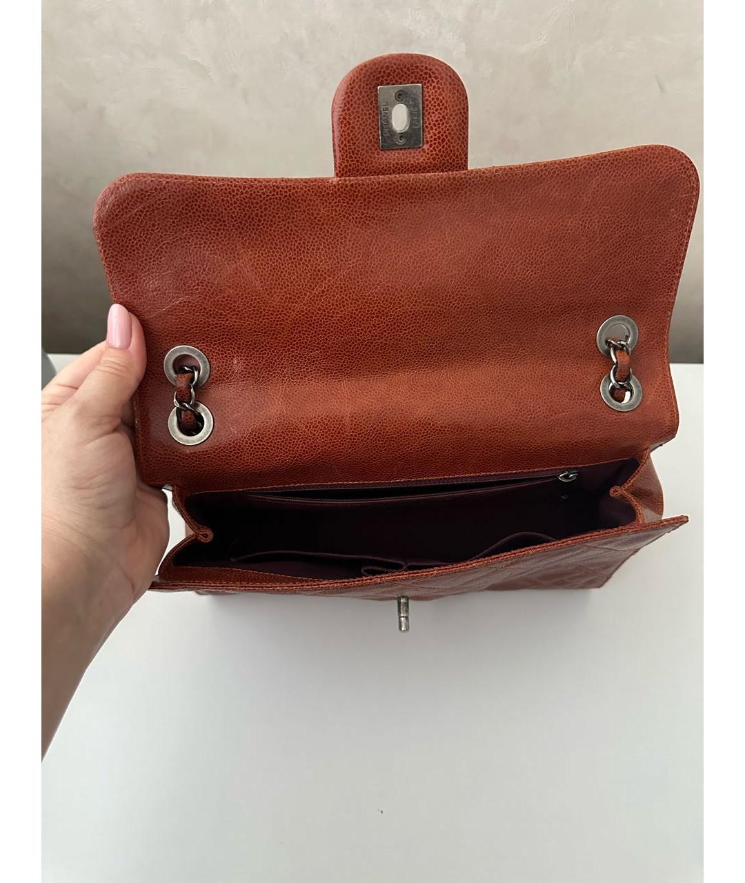 CHANEL Оранжевая кожаная сумка через плечо, фото 4