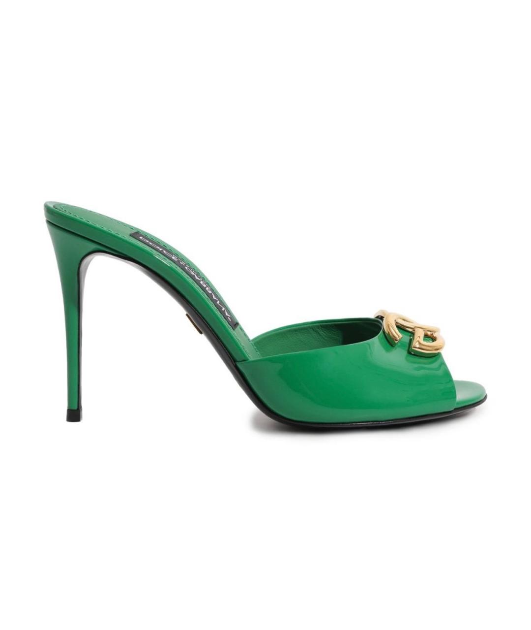 DOLCE&GABBANA Зеленые мюли из лакированной кожи, фото 5